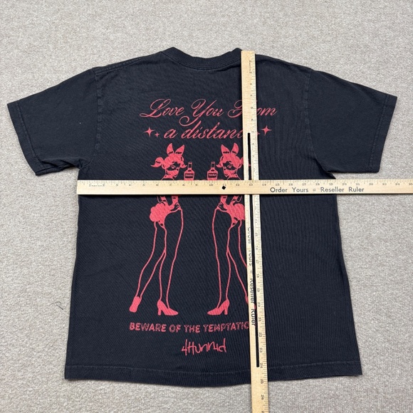 4Hunnid Shirt Mens Medium M Black Red Short Sleeve Crew Neck Streetwear … - Picture 3 of 8